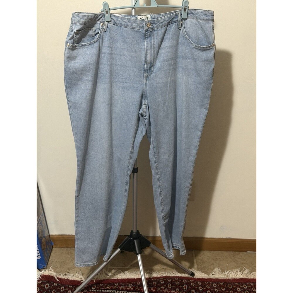 Seven7 Loose Straight Light Blue Stretch Plus Size Jeans 5-Pocket Women